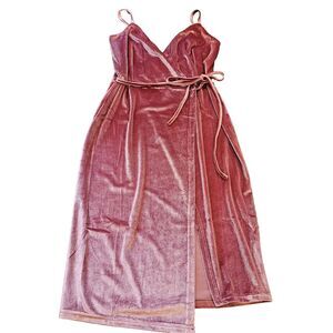Romantic velour coquette wrap dress pink slip midi soft aesthetic romantic y2k